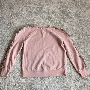 Boden Pink Lace Trim Sweatshirt